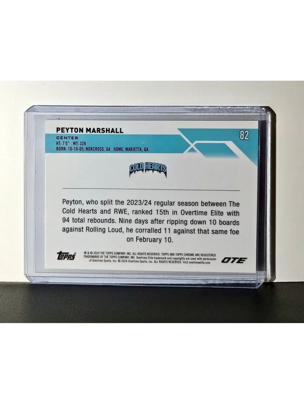 Peyton Marshall Rookie Card 2023-24 Topps Chrome Overtime #82 Cold Hearts